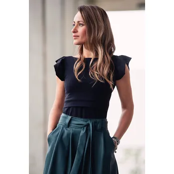 Krásná mamka Kojicí tričko volánky BAMBUS+BAVLNA black Velikost: S