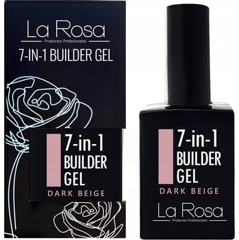 Lak na nehty La Rosa Gel na nehty 7v1 - Stavební, podkladový, Dark Beige, UV/LED, 15 ml