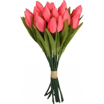 umělá květina Kytice 18 Umělých Tulipánů Růžová Květiny Dekorace Velikonoce Jaro 33cm