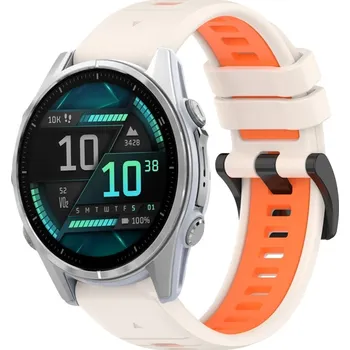 Příslušenství k chytrým hodinkám VSECHNONAMOBIL 87351 SPORTY Vyměnitelný silikonový řemínek Garmin Fenix 8 43mm béžová-oranžová