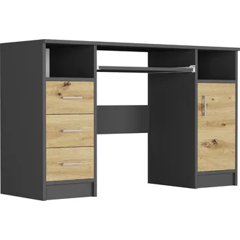 Obdélníkový psací stůl Framire 120 x 52 x 73 cm antracit, dub artisan