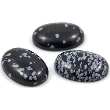 Drahý kámen Obsidián vločkový kabošon 25x18mm – 1 ks