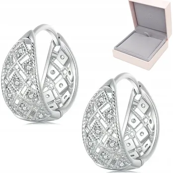 Náušnice Stříbrné Náušnice S925 FRAISE prolamované široké kruhy, módní, se zirkony