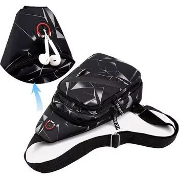 Městský batoh Batoh přes rameno R10 černý (Pánský batoh přes rameno na mobil, peněženku, klíče - černé provedení)