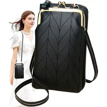 Kabelka Kabelka na telefon ROE43B (Kabelka na telefon a peněženka 2v1, černá barva)