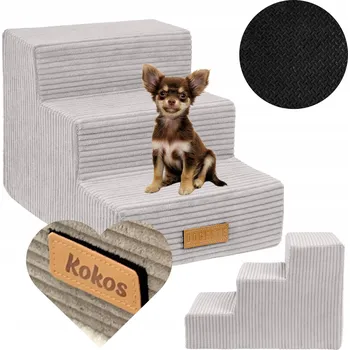Schůdek Dogeste Schůdky pro psa / kočku 3stupňové, manšestr šedý