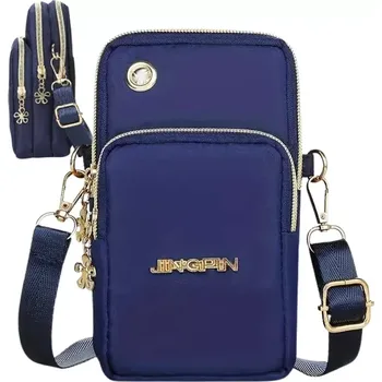 Modrá taštička na telefon RO75M (Dámská modrá taštička přes rameno vhodná na mobilní telefon, doklady, klíče)