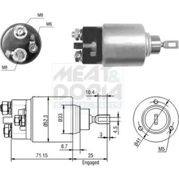 Autoelektrika Elektromagnetický spínač, startér MEAT & DORIA 46044