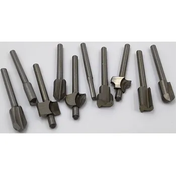 Pěkná sada 10ks stopkové Frézky (Dřevoobráběcí frézky k vrtačce nebo k frézce 10ks)