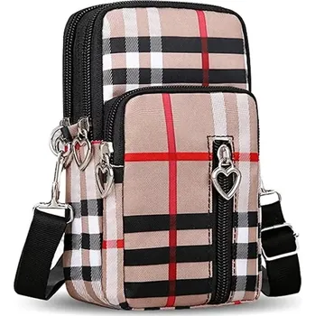 Malá taštička na mobilní telefon RO76 (Malá dámská taštička na telefon a doklady, 4x přihrádka na zip)