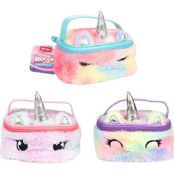 plyšák Teddies Taška kosmetická jednorožec plyšová 16x12cm 3 barvy