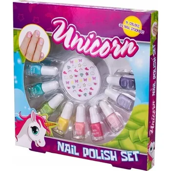 Lak na nehty Unicorn sada laků na nehty 2,1 ml 9 ks a nálepek na nehty