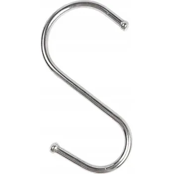 Věšák Háček typu S - 75MM, Kovový věšák, NEREZOVÁ OCEL, STŘÍBRNÝ