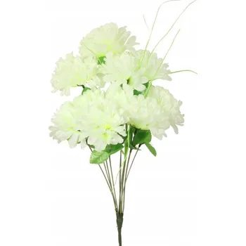 umělá květina Umělý Buket 10 chryzantém bílý s trávou Hotová Dekorace Na Hrob