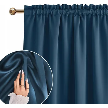 Obraz Hotový závěs na pásce žabky Laurel 140x260, silný, modrý