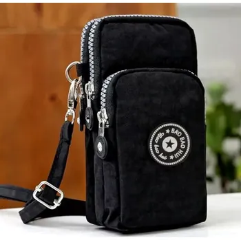 Taštička na telefon a doklady RO71B (Prostorná malá dámská taštička vhodná na telefon a doklady, černá, 18 x 10 x 4 cm)