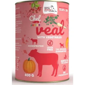 Krmivo pro psa Syta micha krmivo mokré krmivo CHEF telecí se zeleninou JUNIOR 400g