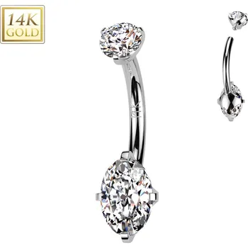 Piercing Šperky4U Zlatý piercing do pupíku, Au 585/1000 - ZL01274-WG