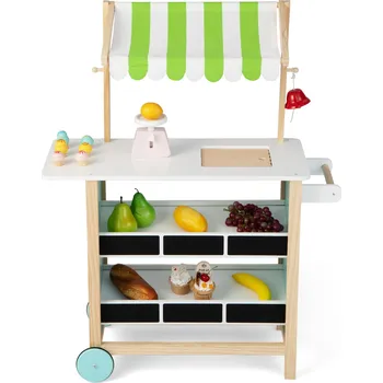 Dřevěná hračka Costway Zmrzlinový stánek s kolečkama