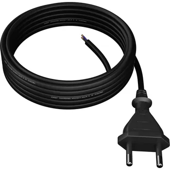 Napájecí kabel PLASTROL Kabel 2x0,75mm2 CEE 7/16 (C) vidlice,vodiče PVC 5m černá