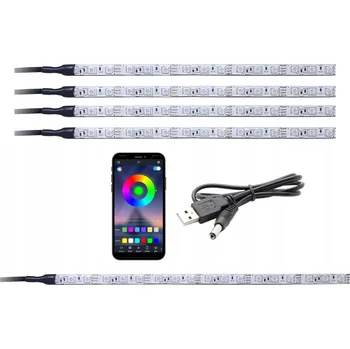 Osvětlení interiéru vozidel RGB LED lišty do auta 4x30cm + Bluetooth USB ovladač, 5V