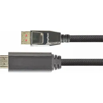 Video kabel PYTHON Kabel Python DisplayPort 1.4 na HDMI 2.0 Nylong. černá 2m