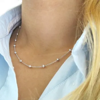 Náhrdelník Dámský stříbrný řetízek s kuličkami Rhodium 4,40g 50cm Stříbro 925/1000