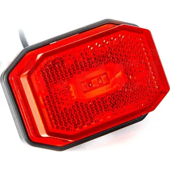 poziční světlo LED obdélníkové červené (71x50 mm) s odrazkou, kabel 0,5 m