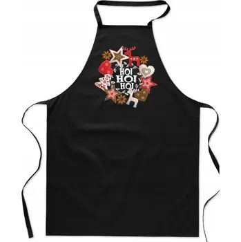 Kuchyňská zástěra KUCHYŇSKÁ ZÁSTĚRA bavlna černá Vánoční svátky dárek HO HO FA_701_cz