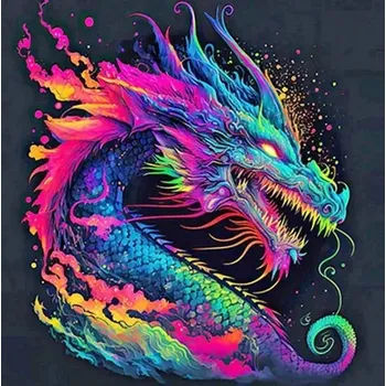 Diamantové malování Diamantové malování - Drak barevný (50 x 50)