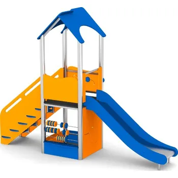 Dětské hřiště Playground System Dětský domek z nerezu se skluzavkou a pískovištěm - 12013