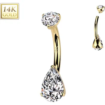 Piercing Šperky4U Zlatý piercing do pupíku - kapka, Au 585/1000 - ZL01273-YG