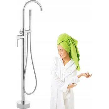 Vodovodní baterie Vanová a sprchová baterie Liveno stříbrná, páková, volně stojící