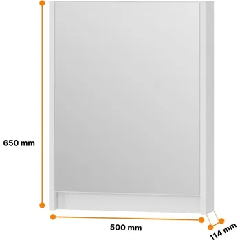 Šatní skříň Závěsná koupelnová Skříň se zrcadlem 50, bílý lesklý lak OMEBLE