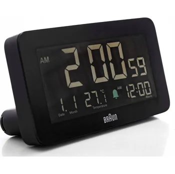 Budík Braun BC10B DCF digitální budík černý s negativním LCD displejem a rádiovou synchronizací
