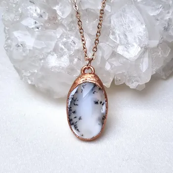 Náhrdelník Dendritický opál-merlinit - přívěsek/náhrdelník AUTORSKÁ TVORBA ŠPERKŮ Z MINERÁLŮ