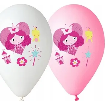 Balónek Balónky Gemar princezna bílé/růžové 5 kusů
