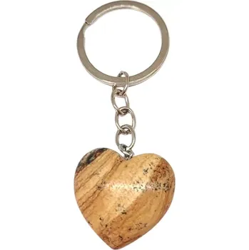 Klíčenka s jaspisem obrázkovým, velkým srdíčkem