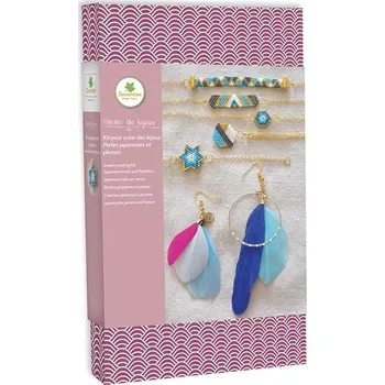 kreativní sada Výroba šperků - japonské korálkové šperky a náušnice s peříčky