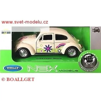 autíčko Welly VOLKSWAGEN BEETLE FLOWERS BEIGE 42343