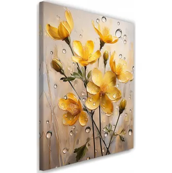 Obraz Obraz na plátně, Žluté Květy kapky deště 60x90