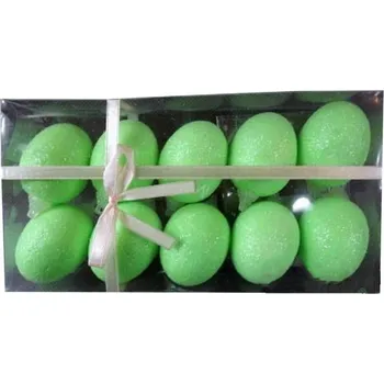 Velikonoční dekorace 10 třpytivých vajíček se závěsem zelené Ozdoba Dekorace na Velikonoce