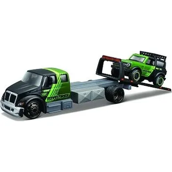 autíčko MAISTO DESIGN INTERNATIONAL LONESTAR FLATBED w/ FORD BRONCO WILDTRACK 2021 GREEN / BLACK 1505501