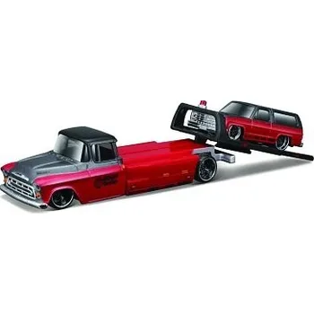 autíčko MAISTO DESIGN CHEVROLET FLATBED 1957 w/ CHEVROLET K5 BLAZER 1979 RED / GREY 1505502