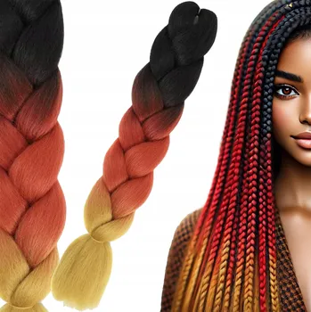 SYNTETICKÉ VLASY na copánky Ombre Barevné copánky Prameny 120 cm