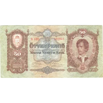 MAĎARSKO. 50 pengö, 1.10.1932. Série D 180. Pi. 99.