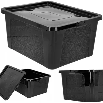 Úložný box Plastový krabička s víkem na hračky o objemu 20 l, černý