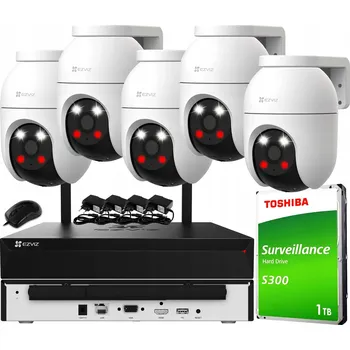 Bezpečnostní kamera WiFi Monitorovací Set EZVIZ 5x C8C 2K+ 4MP Detekce, 8kanálový Rekordér