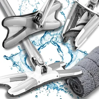 mop PLOCHÝ MOP OTOČNÝ 360° SE ŽDÍMAČEM NA MYTÍ PODLAHY, NÁHRADA Z MIKROVLÁKNA