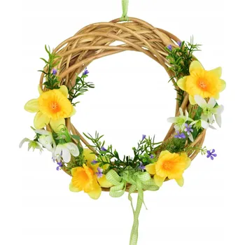 Věnec Proutěný věneček se žlutými narcisky Ø25 cm